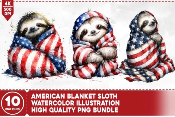 American Blanket Sloth Watercolor Bundle: Creative Freedom for Commercial Crafters