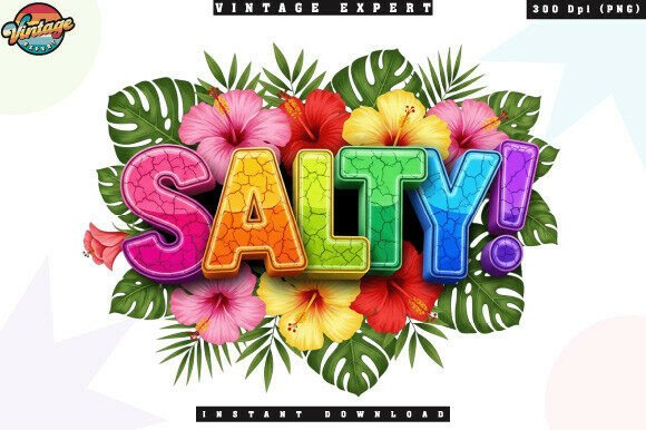 Colorful Salty Beach Vibes PNG Design