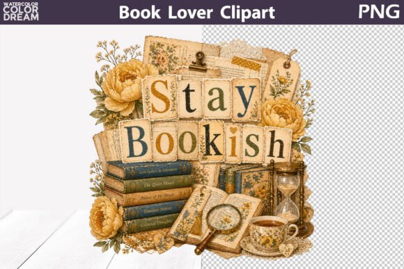 Cozy Book Lover Clipart for Creative Designs