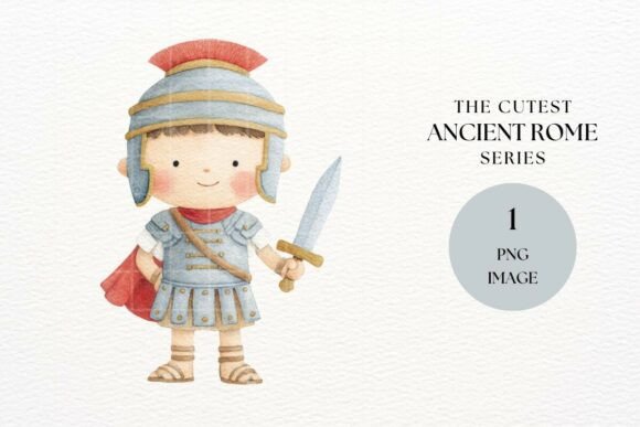 Cute Roman Soldier Sword Helmet PNG for Creative Design Projects