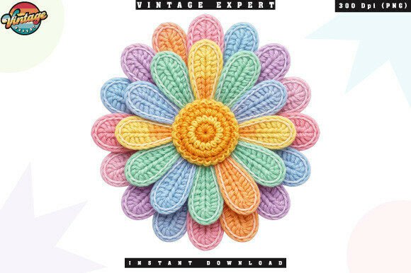 Daisy Flower Floral Crochet Yarn PNG: A Versatile Digital Design for Print-on-Demand Projects