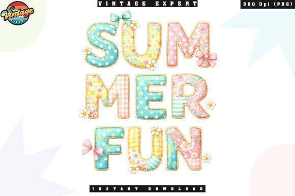 Discover the Charm of Vintage Summer Fun Patchwork PNG for Trendy Print-on-Demand Designs