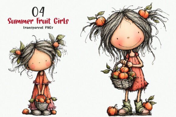 Discover the Charm of Watercolor Summer Fruit Girls Clipart for Creative Projects