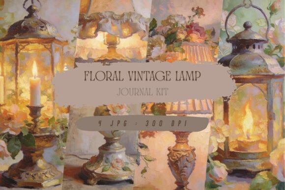 Enhance Your Creative Projects with the Floral Vintage Lamp Journal Kit and Printable Junk Journal Pages