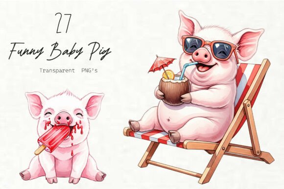 Funny Summer Baby Pig Clipart: A Joyful Addition to Your Creative Projects