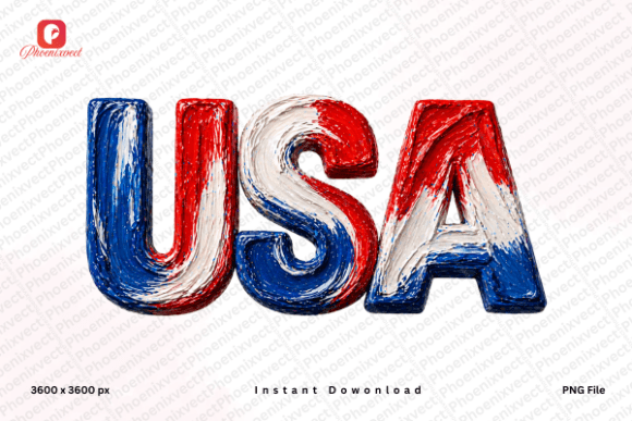 Patriotic 4th July Brushstroke USA PNG: A Unique Design for Creative Projects