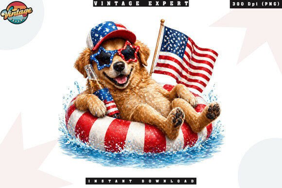 Patriotic Dog Sunglasses Pool Float PNG: A Fun Design for Summer Celebrations and Creative Projects