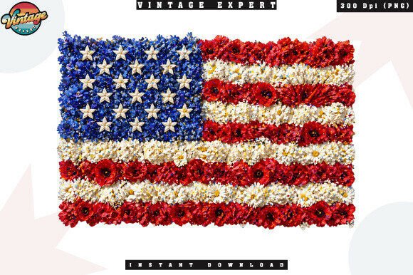 Patriotic Flower USA Flag PNG: A Floral Twist on Classic Americana