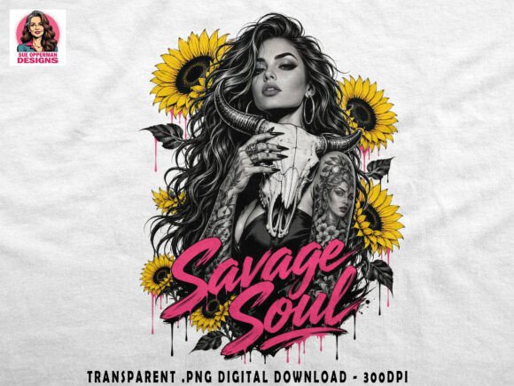 Savage Soul Skull Sunflower Girl: Bold Art for Creative Expression
