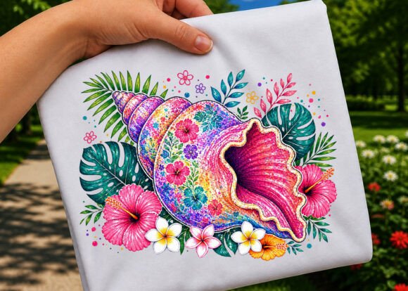 Summer Tropical Floral Colorful Seashell: Strategic Design Value for Creative and Business Projects