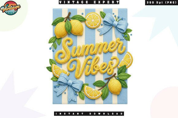 Summer Vibes Lemon Crochet Yarn Faux PNG