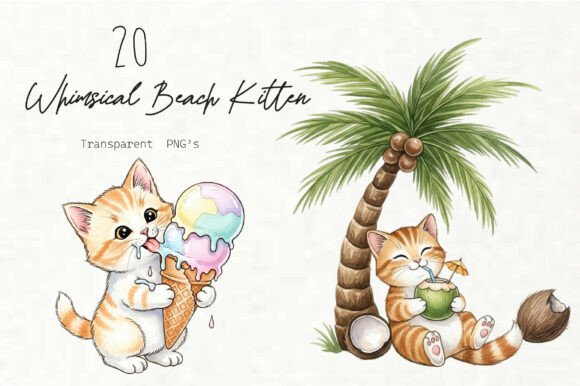 Whimsical Beach Kitten Clipart: Strategic Design Tool for Creative Entrepreneurs