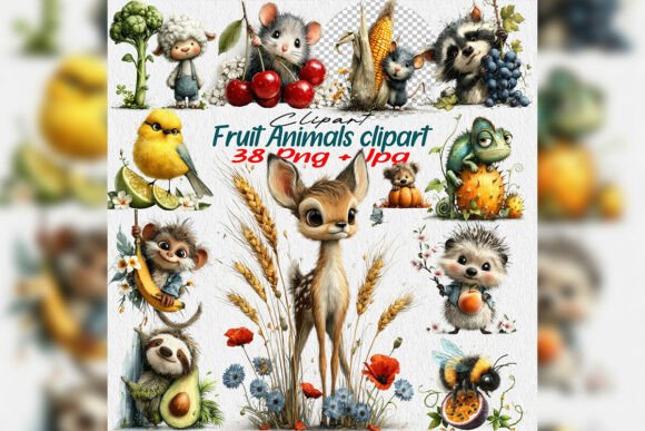 Whimsical Fruit Animals Clipart PNG Set: A Creative Game-Changer for Designers and Makers