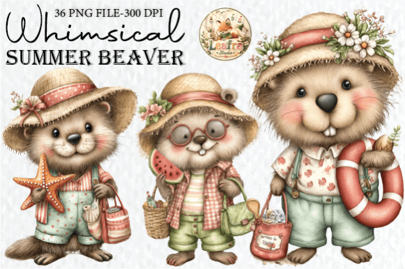 Whimsical Summer Beaver Clipart: A Delightful Design Resource for Creative Projects